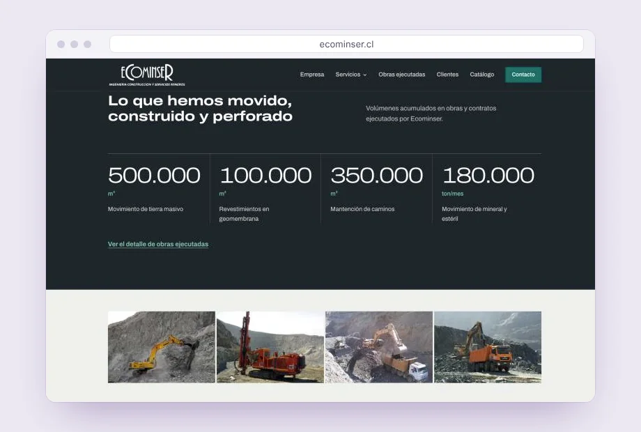 Los volúmenes ejecutados, en primer plano.